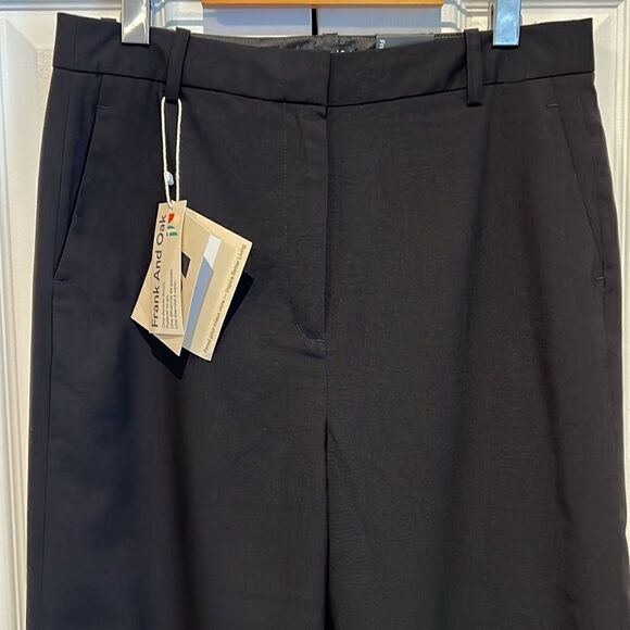 Frank and Oak “Jane” Black Straight Leg High Rise Pants Size 12 NWT - Picture 2 of 15